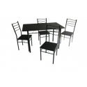 ENSEMBLE TABLE ET 4 CHAISES - NOIR