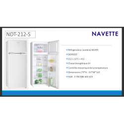 Réfrigérateur 212L 2Portes Silver Navette